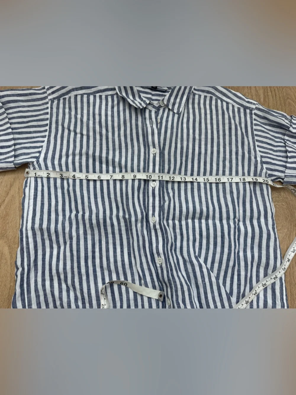 J.Crew Blue & White Striped Short Sleeve Linen Button-Down Shirt – Relaxed Fit